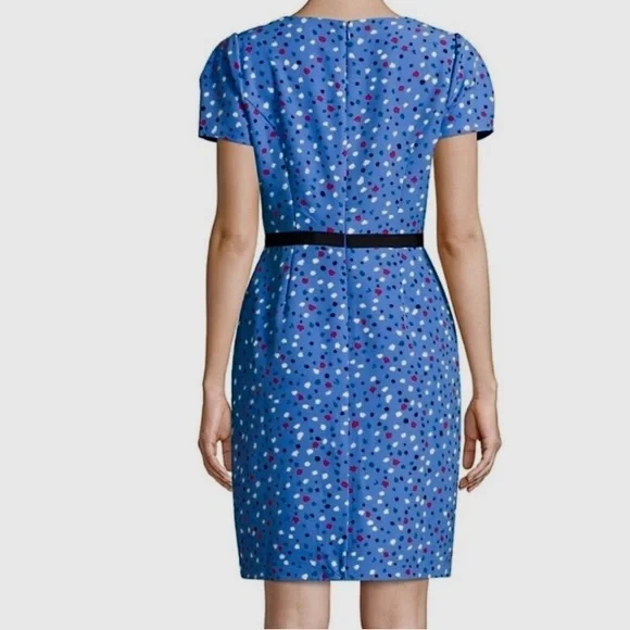 ISAAC MIZRAHI BLUE SHORT SLEEVE CONFETTI DRESS RIBBON BELT - Picture 8 of 16